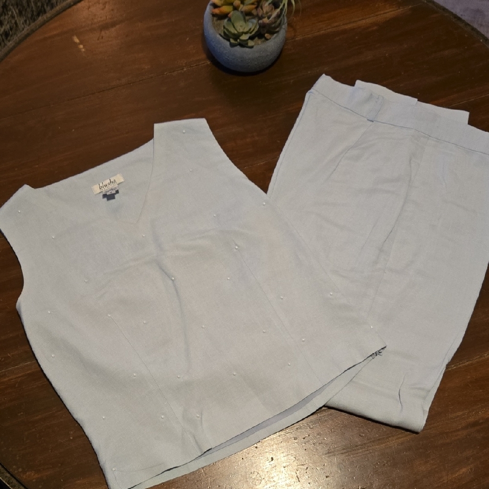 Blushe Light Blue Sleeveless Top and Pants Set #929